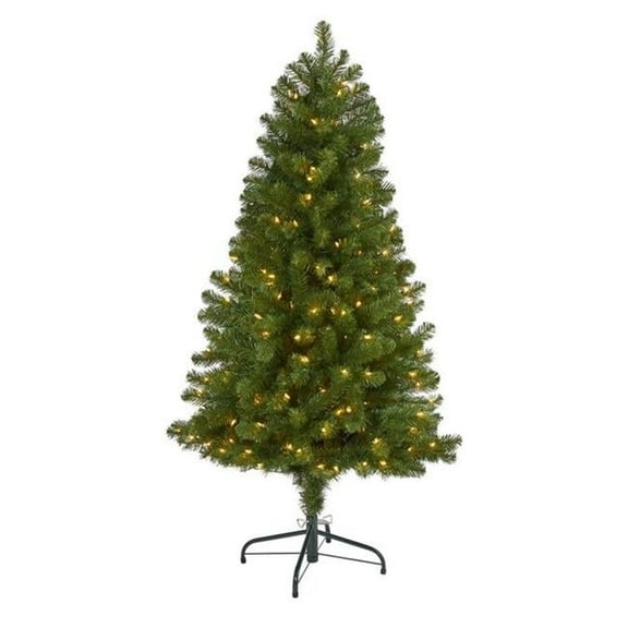 5 ft. Virginia Fir Artificial Christmas Tree with 200 Clear Lights & 379 Bendable Branches