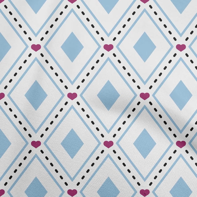 oneOone Polyester Spandex Baby Blue Fabric Check Craft Projects Decor Fabric Printed By The Yard 56 Inch Wide