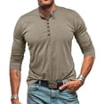 thumbnail image 2 of Npasoilc Hauts pour Hommes Homme Couleur Unie Cardigan à Boutons Manches Longues Col Rond, 2 of 8