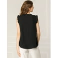 thumbnail image 6 of DARING DIVA Ruffled V Neck Sleeveless Tops Shirts S Black, 6 of 7
