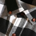 thumbnail image 4 of Long Sleeve Shirts for Men Plaid Flannel Loose Turndown Collar Buttons Shirt Jacket White 3XL, 4 of 5
