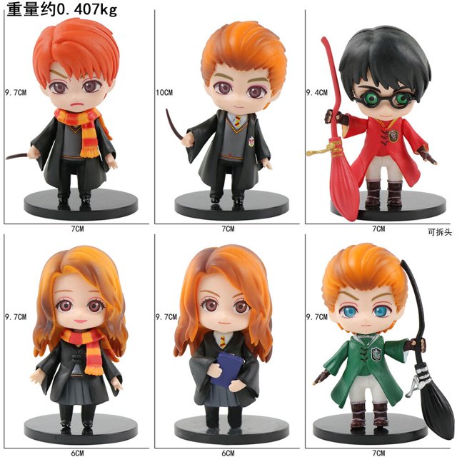 Magic Student Figure Model Toy Set Hermione Ron Malfoy Anime Figures Toy Hogwarts Student Doll Ornaments Birthday Christmas GiftNo Color box Gao Jinjia LED