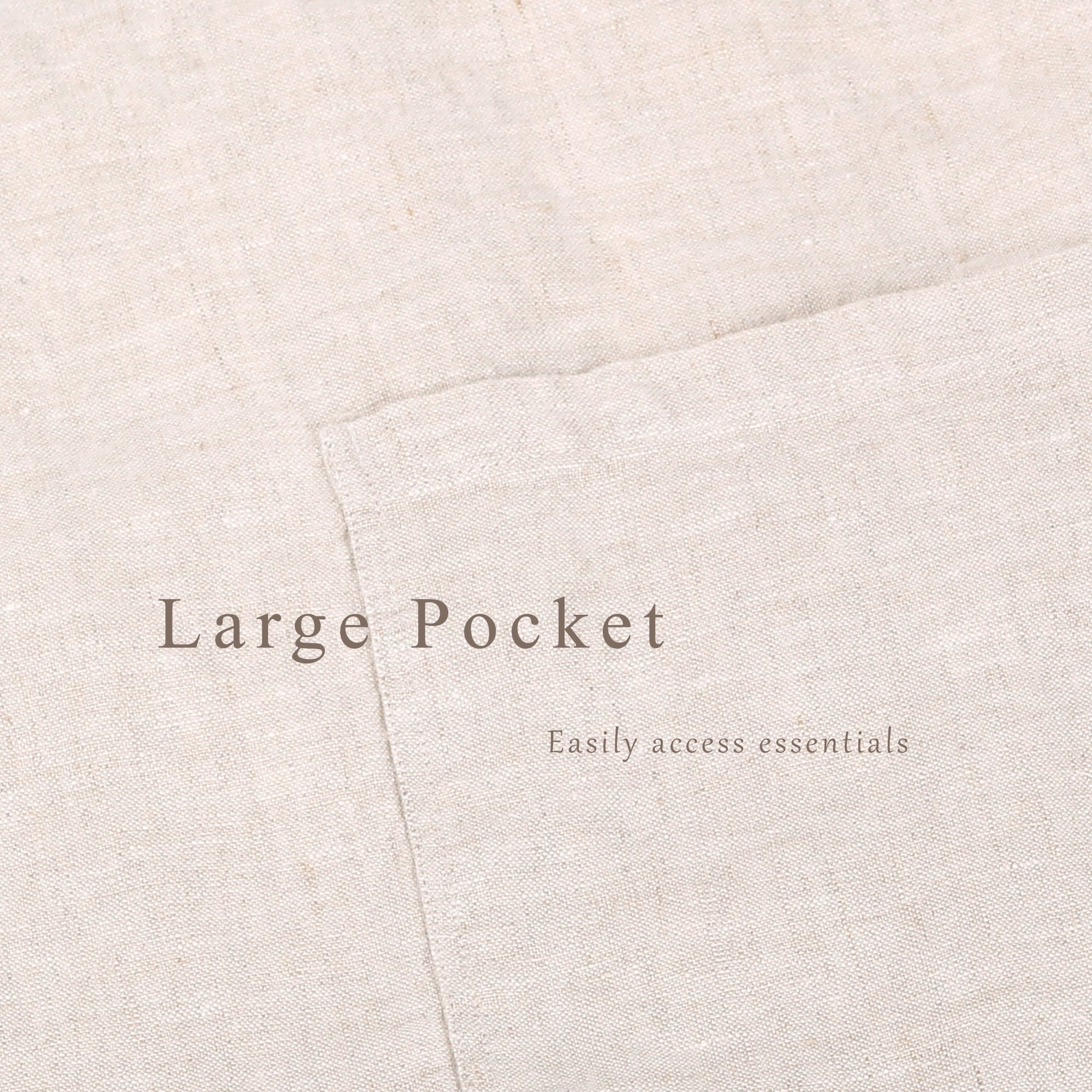 100% Linen Bistro Apron with Pockets 25x35 inch - Unisex Half Apron - Natural