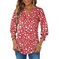 thumbnail image 3 of UVN Summer V Neck Womens Blouses Dressy Casual 3/4 Sleeve Shirts Ladies Tunic Tops, 3 of 10