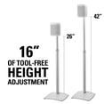 thumbnail image 2 of SANUS Adjustable Height Wireless Speaker Stands Designed for SONOS ONE, ONE SL, Play:1, and Play:3 - Tool-Free Height Adjust Up to 16" with Built in Cable Management - Single White, 2 of 8