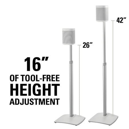 Sanus - Adjustable Height Speaker Stands for Sonos One, PLAY:1 and PLAY:3 Speakers (Pair) - White