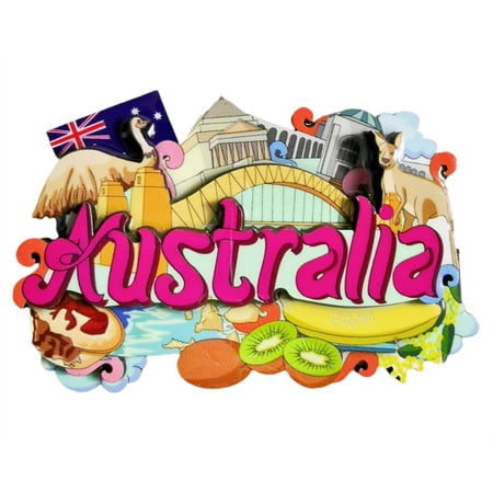 Australia 3D Fridge Magnet Souvenir Gift,Wood Handmade Australia Refrigerator Magnet Home Decoration Collection