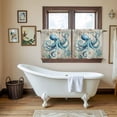 thumbnail image 4 of Teal Octopus Coastal Tier Curtains 24 Inch Length, Vintage Summer Beach Nautical Cafe Short Curtains for Bathroom Over Sink, Small Kitchen Curtain Light Filtering Tiered Drapes 2 Panels 27.5"Wx24"L, 4 of 8