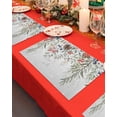 thumbnail image 4 of Winter Christmas Placemats Set of 4 Pine Leaves Berries Hazelnuts Cotton Gray Heat Insulation Washable Place Mats, Rustic Non-Slip Table Mats for Dining Table Party Kitchen Decor,13x19 Inch, 4 of 4