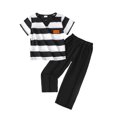 thumbnail image 2 of enyan Little Boys 2PCS Outfit Set Spring Summer Cotton Short Sleeve T Shirt with Long Pants 4T 5T 6T 7T Black,6-7 Years, 2 of 5