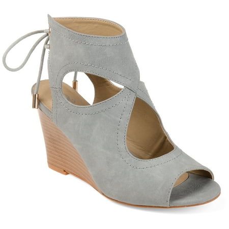 Womens Faux Leather Open-toe Center-cut Wedges