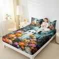 thumbnail image 4 of Manfei Lovely Ghost Twin Sheet Sets,Funny Pumpkin Lantern Twin Fitted Sheet,Kids Halloween Theme Flat Sheet For Teens,Luxury Bedroom Decor,3-Piece, 4 of 7