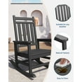 thumbnail image 4 of Gaderth Adirondack Rocking Chair,All Weather Plastic Adirondack Rocker,Outdoor Rocking Chair,Patio Chair Lawn Chair With High Back For Garden Backyard Balcony Porch,1PCS, 4 of 6