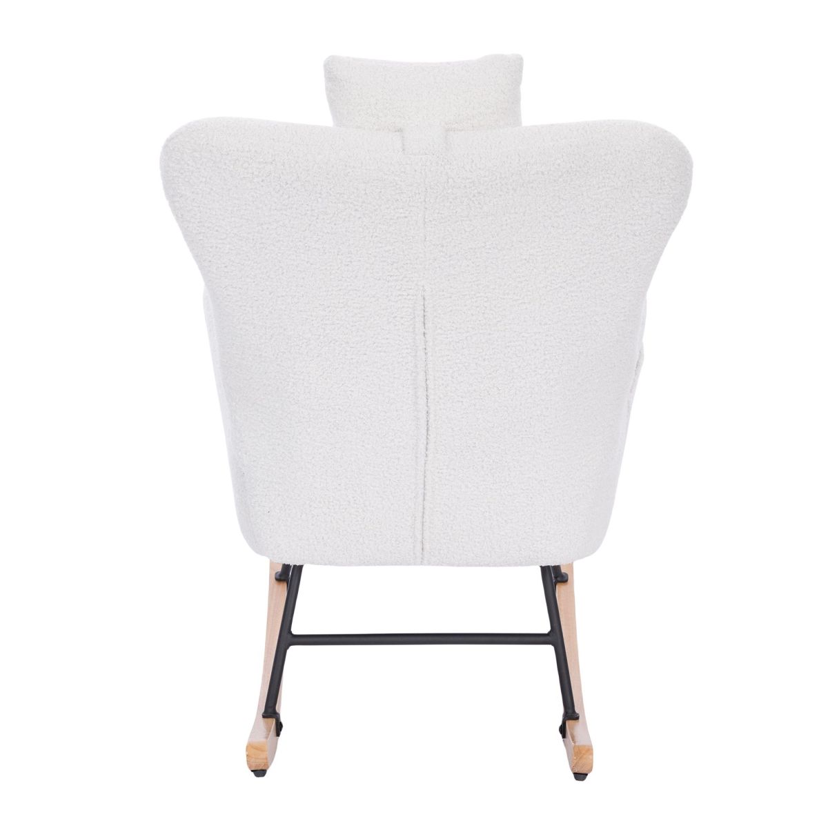 Teddy Upholstered Nursery Rocking Chair Ergonomic High Back Soft Thick Seat for Living Room Bedroom Dark Grey Customizable Available
