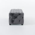 thumbnail image 3 of Provence Tufted Velvet Fabric Rectangle Ottoman Bench , Grey, 3 of 6