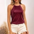 thumbnail image 4 of Women's Sequin Tank Camisole Party Strap Sloping Solid Tops Fashion Trendy Outfits Casual Winter Clothing, 4 of 8