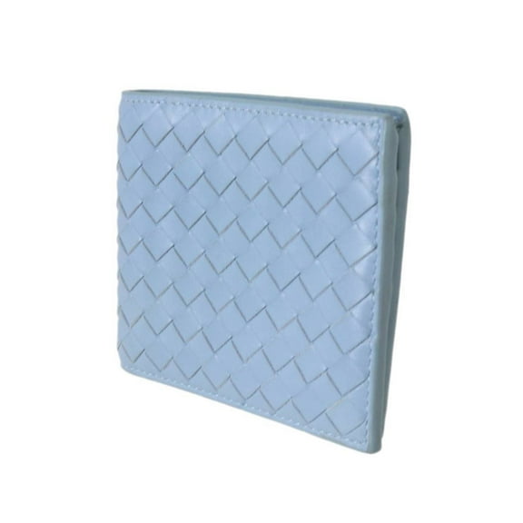 Pre-Owned Bottega Veneta Bi-fold Wallet Intrecciato Light Blue P01211064W ES (Good)