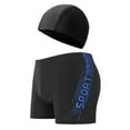 thumbnail image 2 of guisaled Jammers for Men Athletic Swim Trunks Quick Dry Compression Square Leg Swim Brief Swimsuit with Swimming Cap, 2 of 6