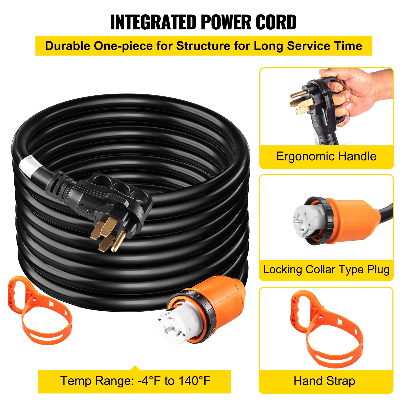 BENTISM Generator Power Cord 50FT Locking Connector 125/250V 50AMP Extension Cord