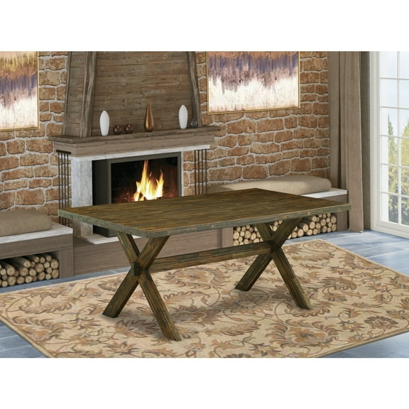 Southwestern Style Dining Table - 40x72 Inch X-Design Table - Distressed Jacobean Finish