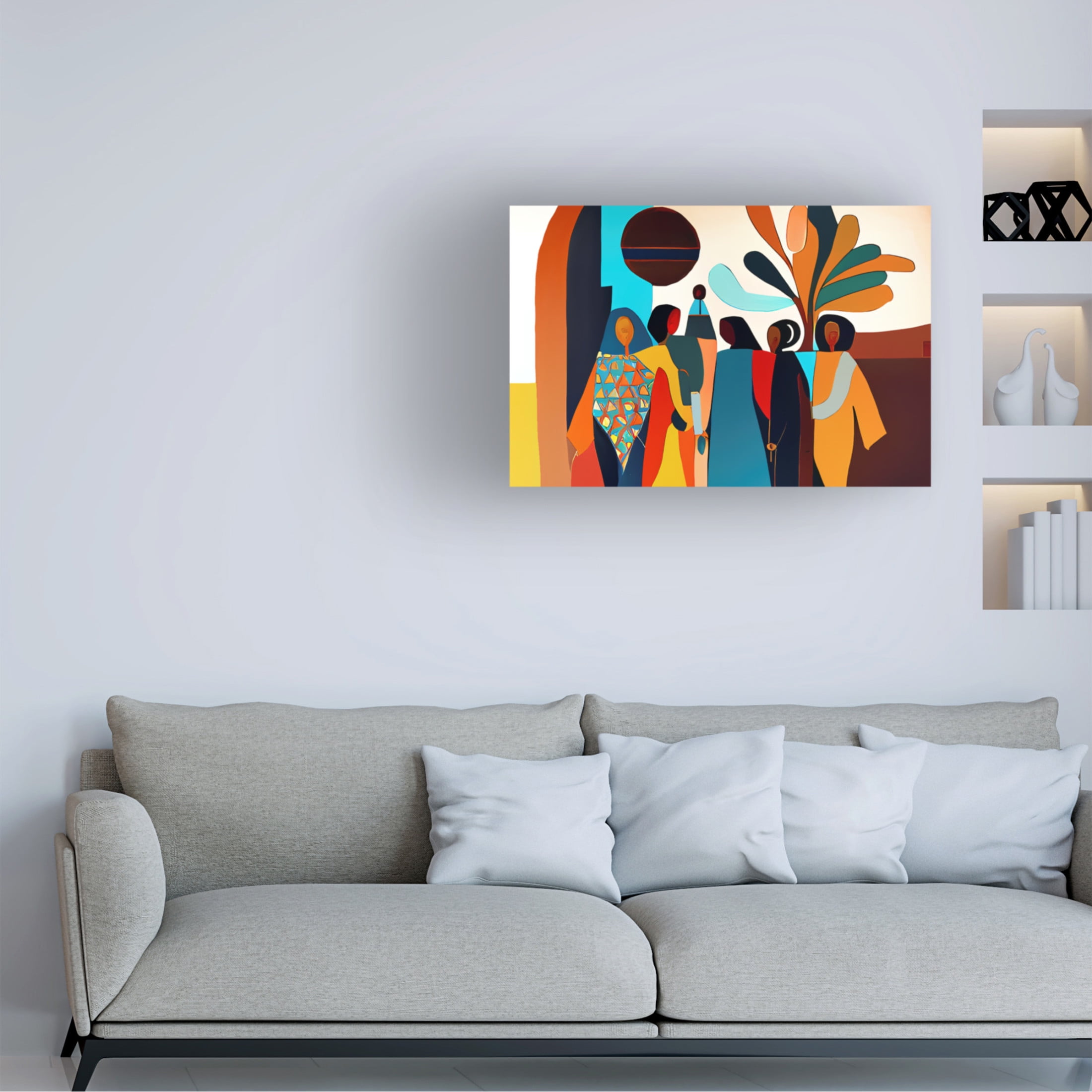 Canvas Wall Art - Ray Heere 'Mid Century Celebration Of All Cultures 10' Wall Art for Living Room, Bedroom, or Office Décor by Trademark Fine Art - 32 x 22 Inches