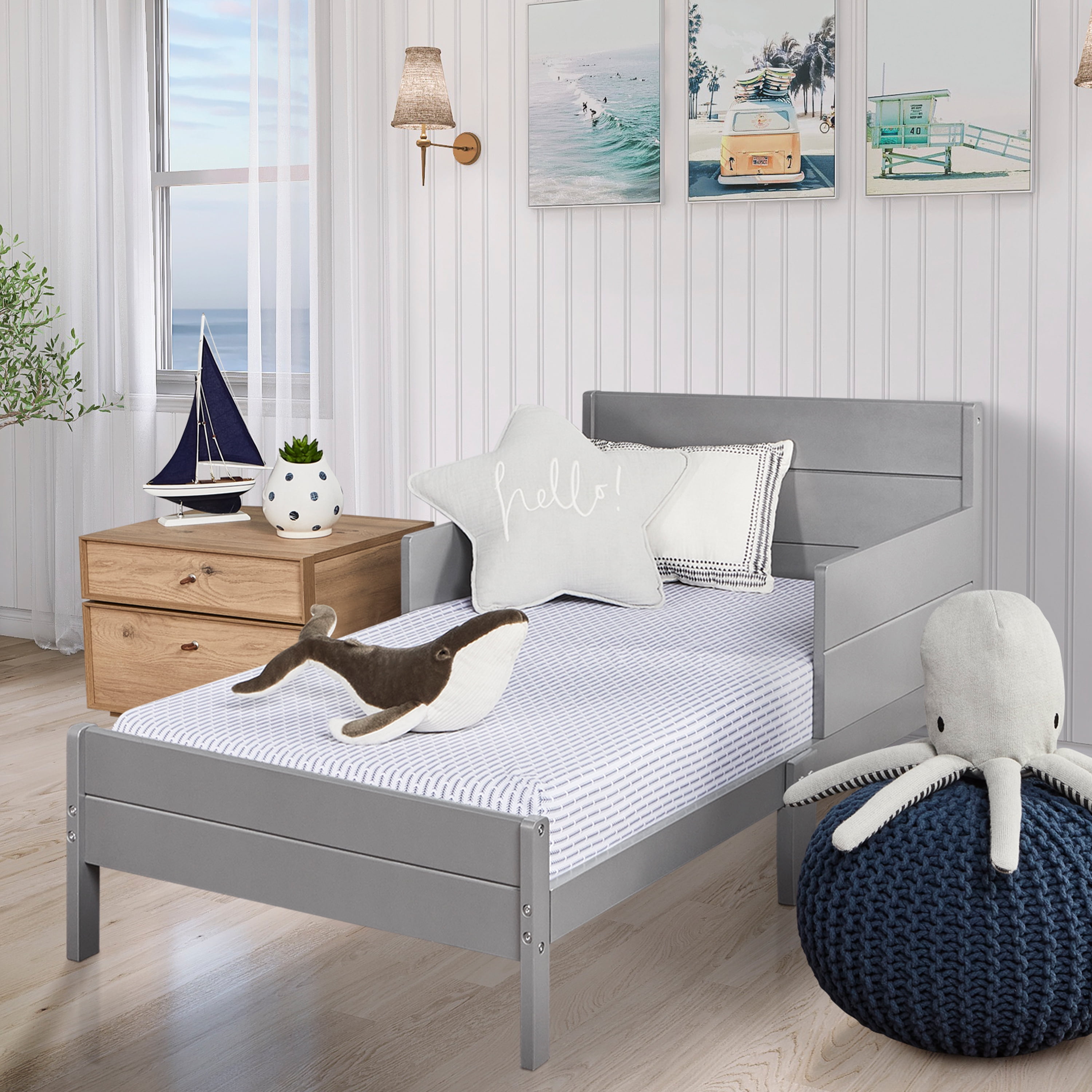 Dream On Me Holland Toddler Bed made with Sustainable New Zealand Pinewood, Steel Grey