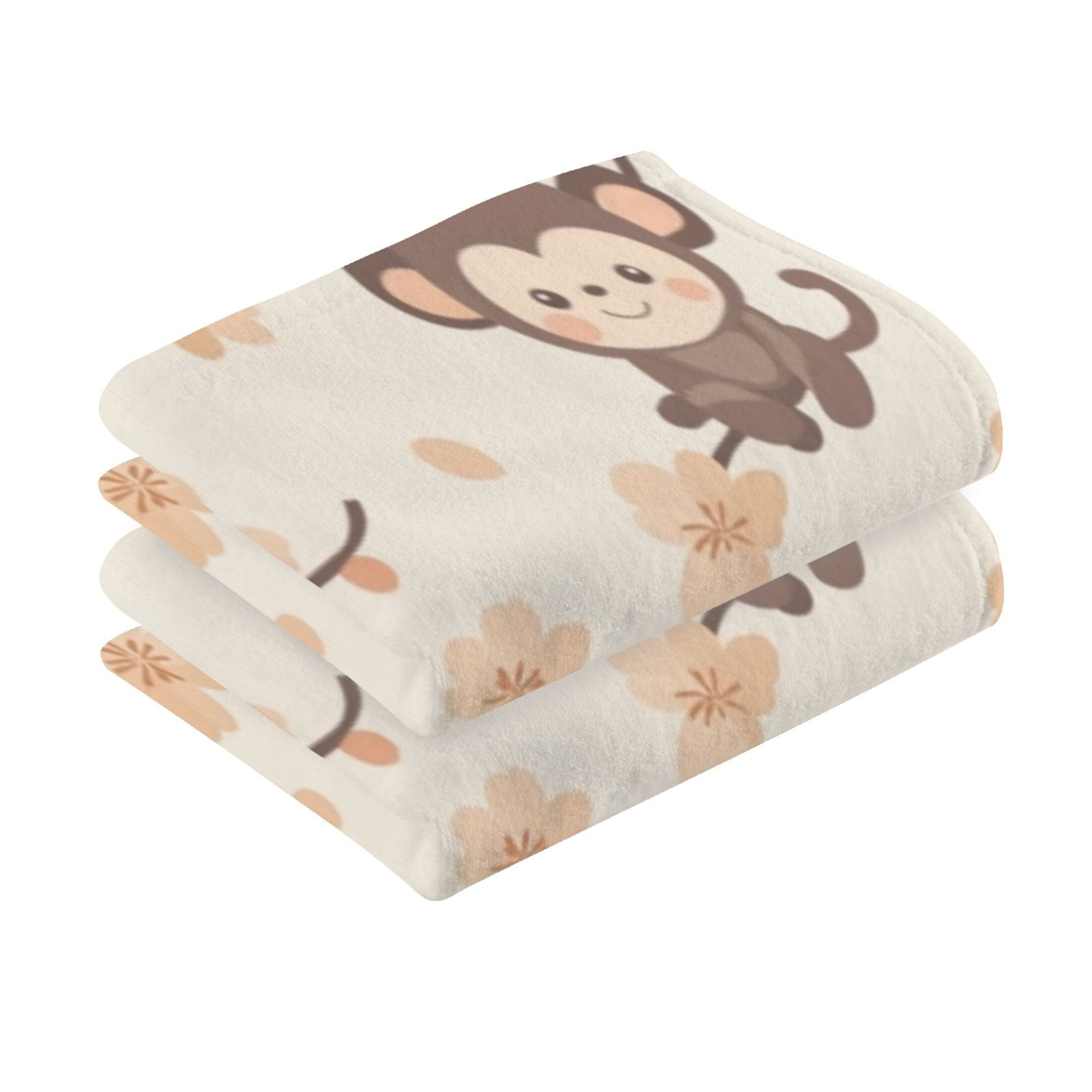 Cotton Towel Two-Piece 16x28 Inch One Sizex2 Face Towel Set Towel Set Cotton Hand Bath Towel Bathroom Beach Cute Little Brown Monkey