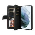 thumbnail image 3 of Multifunctional Case for Samsung S23 Plus,Card Slots[RFID Blocking],Durable Flip Folio Kickstand Magnetic Closure Leather Zipper Wallet Wrist Strap Shockproof Case for Samsung Galaxy S23 Plus, Black, 3 of 12