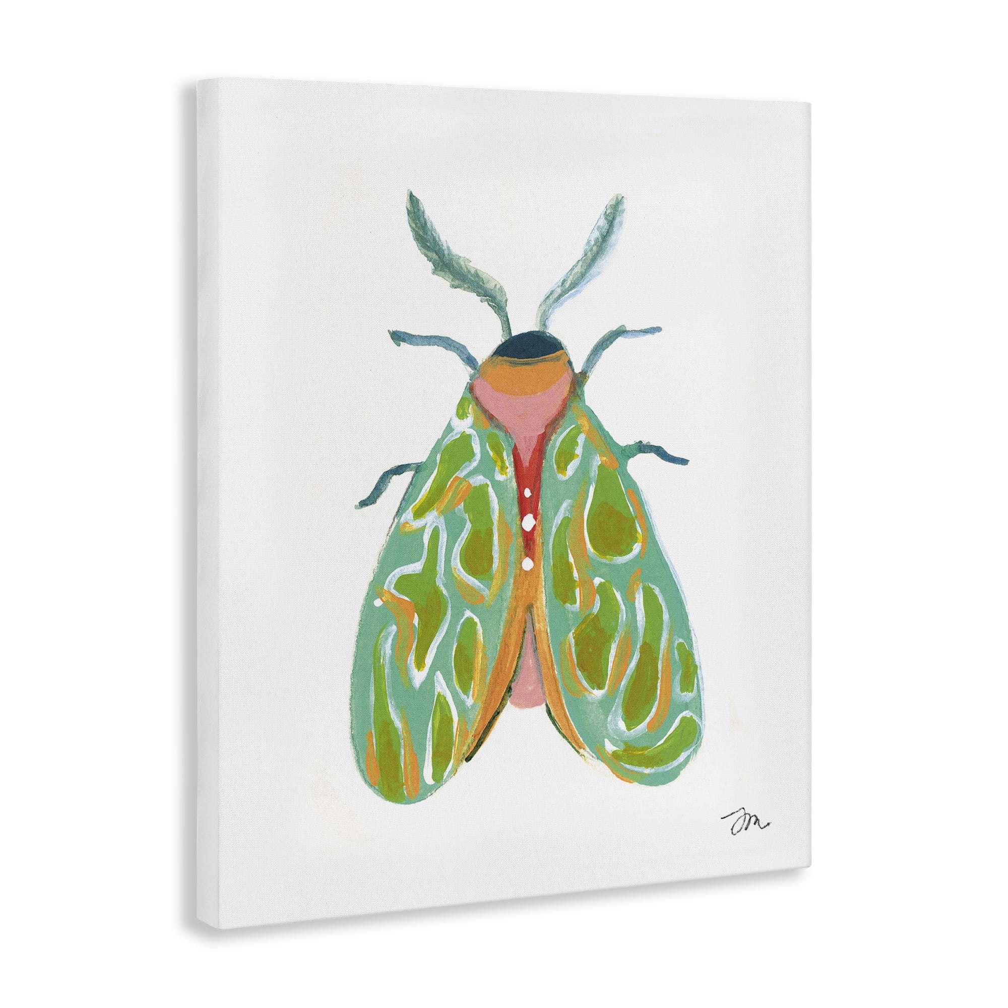 Stupell Industries Green Pattern Moth Insects Painting Wrapped Canvas Art Print Wall Art, 16 x 20