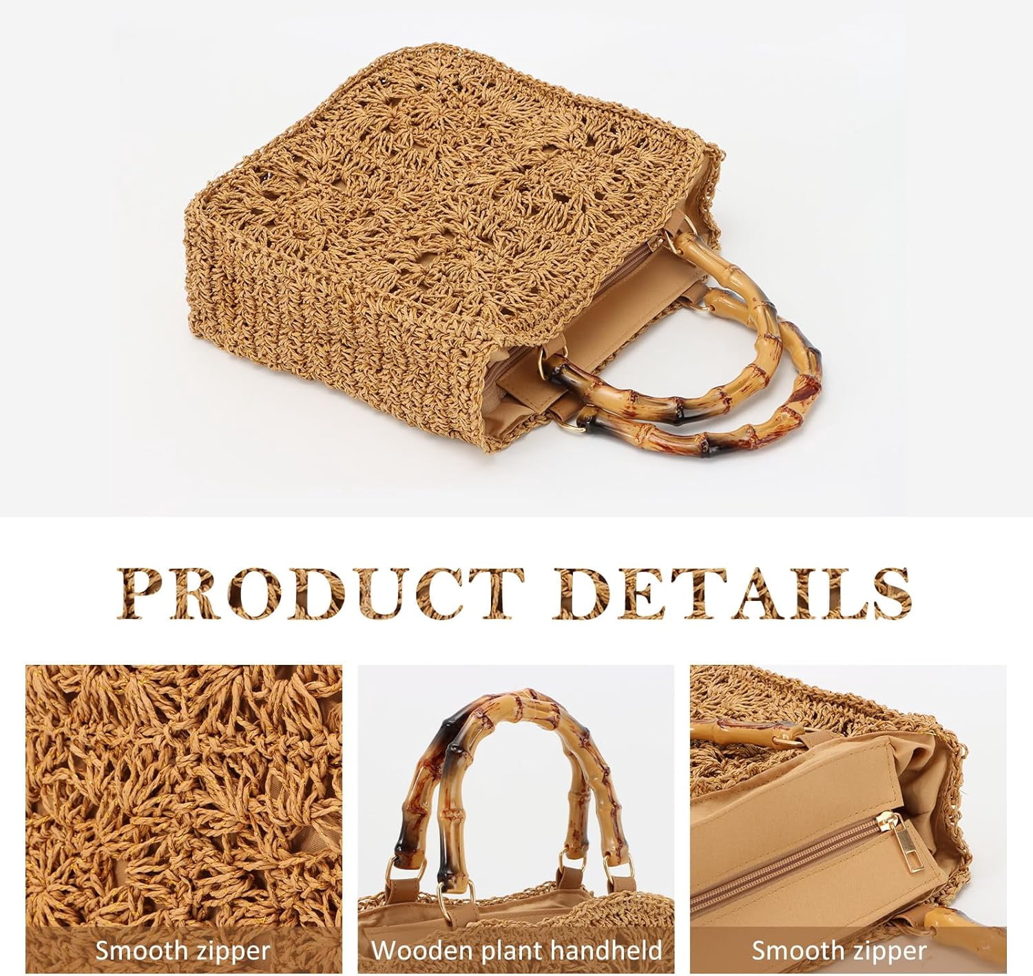 LinYooLi Straw Purse Tote Handbags Rattan Woven Beach Clutch Bag for Women Beach Summer Travel
