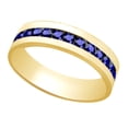 thumbnail image 2 of (2ct) Round Cut Simulated Blue Sapphire Men's Eternity Wedding Band Ring In 14k Solid Gold With Ring Size 11, 2 of 2
