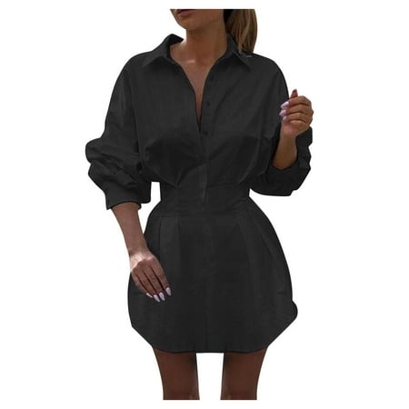 

Yubnlvae shirts for women Womens Long Sleeve Print Dress Mini Dress Ladies Casual Tops Shirt Blouse Tee