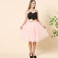 thumbnail image 6 of Women Carnevale Midi Tutu Skirt Solid Color High Waist Fashionable Bow Belt Tiered Layered Tulle Skirts Knee Length Prom Party Wedding Dance Dailywear Beach Vacation Clothes, 6 of 6