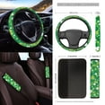 thumbnail image 3 of Xoenoiee St. Patrick's Shamrock Car Front Seat Covers 12Pcs Set with Steering Wheel &Seat Belt Cover Car Trash Can Armrest Cover Air Vent Bag Rear View Mirror Cover Cup Coasters Kychain, 3 of 7