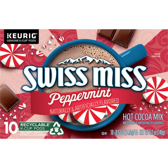 Swiss Miss Peppermint Hot Cocoa, Keurig Single-Serve K-Cup Pods, 10 Count