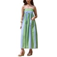 thumbnail image 2 of INSPIRE CHIC Striped Slip Maxi Dress for Women's Summer Vacation Beach Spaghetti Strap Dresses S Green, 2 of 4