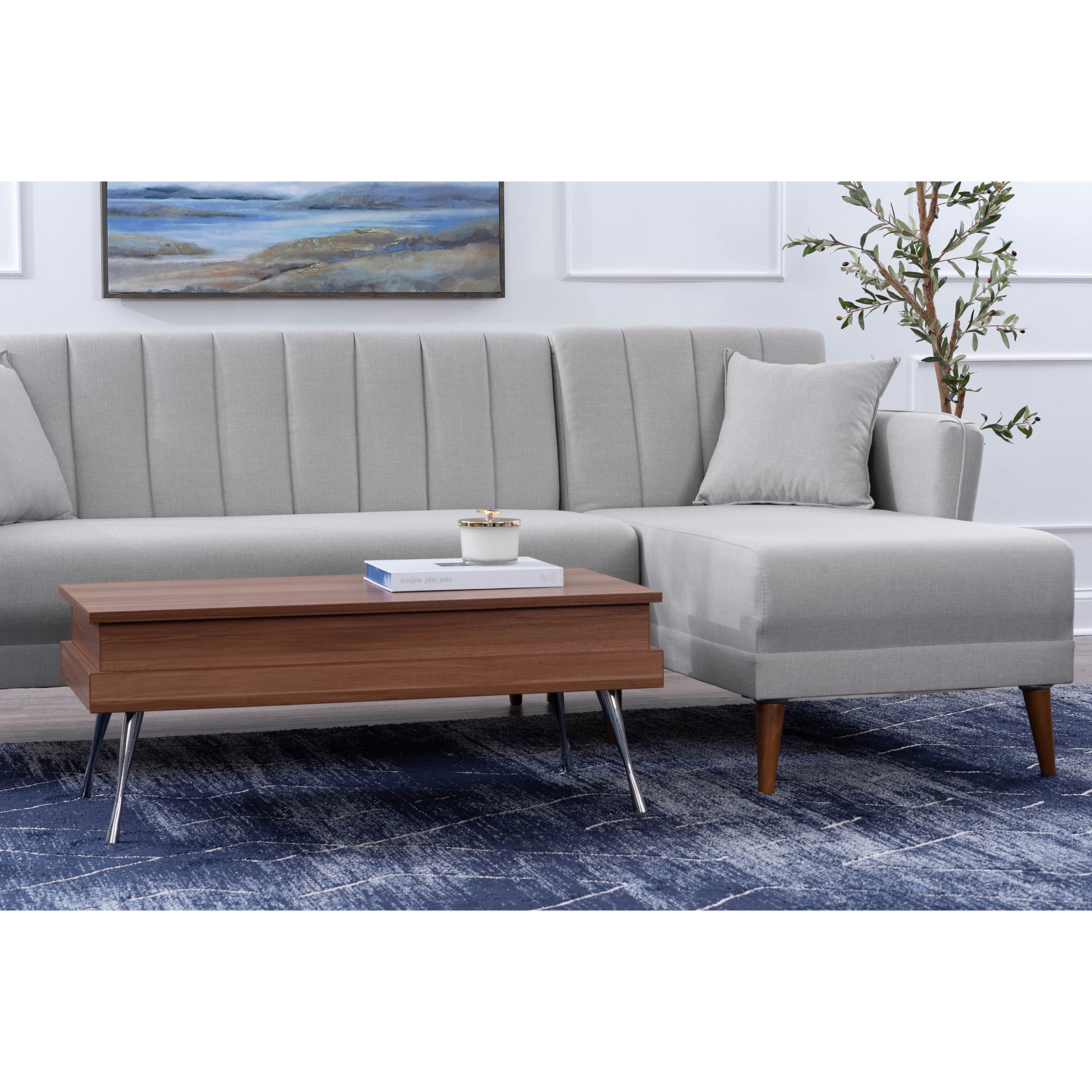 Ada Home Decor Hester Sectional Sofa, Gray