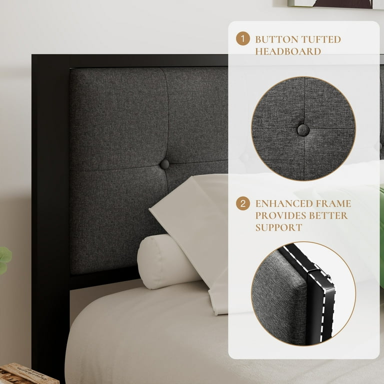 Kayaさま　専用ページ Amazon.com: CIKUNASI Full Size Bed Frame with Headboard and