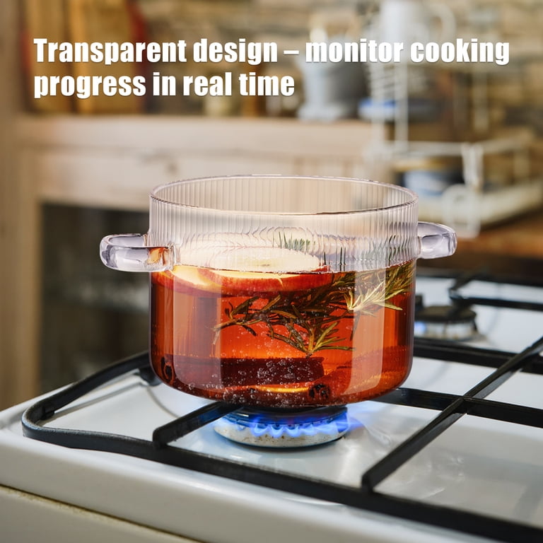 NiHome 1.8L Borosilicate Glass Cooking Pot with Wooden Lid photo 4