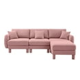 thumbnail image 6 of Newest Boucle Fabric Convertible L Shape Sectional 3-seater Sofa Couch,Distinctive Shell-shaped Armrests,Removable Ottoman,Cylindrical Legs Wrapped,Self-fabric,Pink Color, 6 of 17