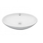 Bianco Uovo Ceramic Vessel Sink with Overflow Plus Pop - Up Drain Set - Chrome
