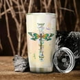 thumbnail image 3 of 20oz Live in The Moment Laugh Often Love Unconditionally Painting Dragonfly Sunflower Inspiration Tumbler Cup with Lid, Double Wall Vacuum Thermos Insulated Travel Coffee Mug - PYR3012016, 3 of 4