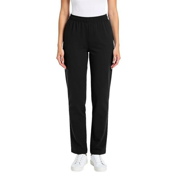 Nfurl Women Scrub Pants Straight Leg Work Pants with Pockets Elastic Waist Scrub Pants for Women Workwear Nursing Scrubs Pants Black,S