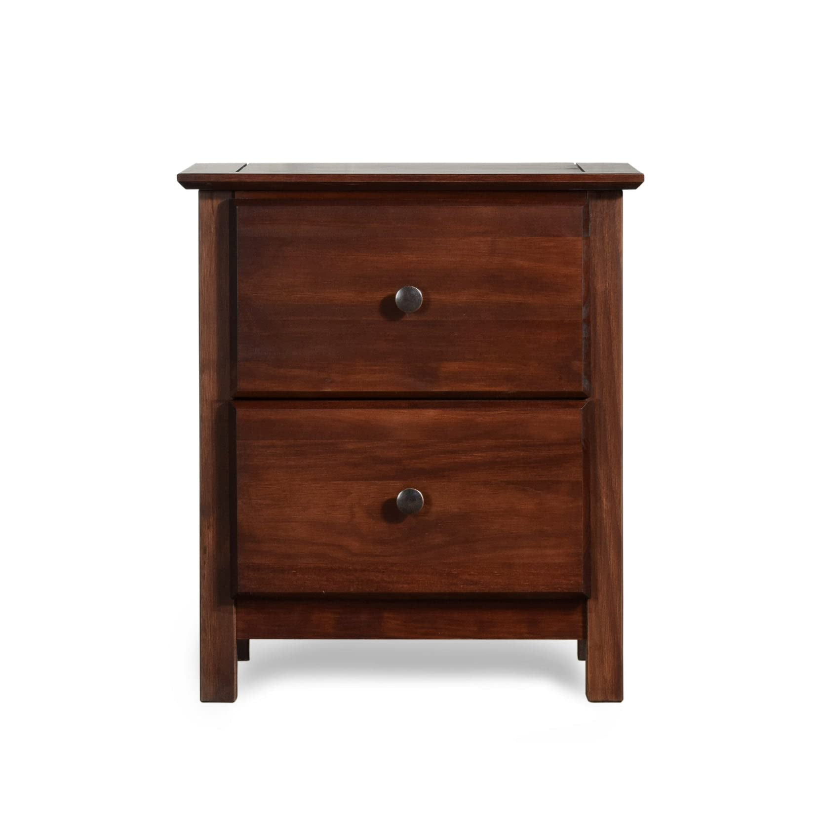 Grain Wood Furniture Shaker 2-Drawer Bedside Nightstand, Solid Wood with Cherry Finish