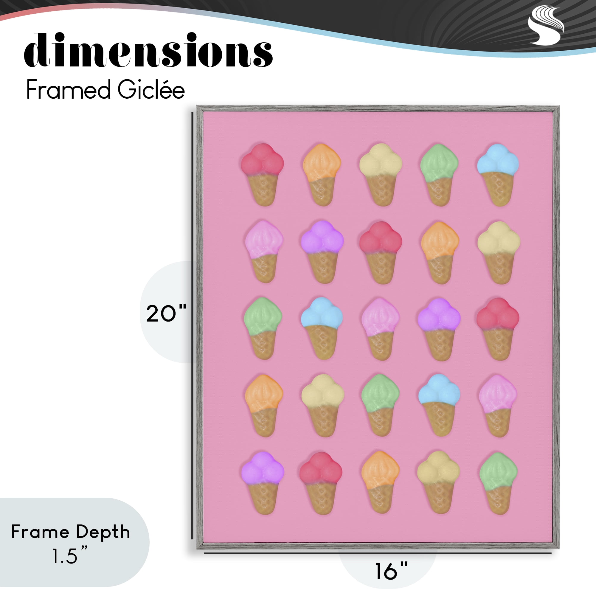 Stupell Industries Ice Cream Candies on Pink Gray Framed Giclee Art, design by LISH Creative