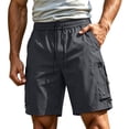 thumbnail image 3 of IhhxPro Men's Outdoor Cargo Shorts with Elastic Waist and Multi-Pockets Men Work Casual Hiking Cotton Relaxed Fit Summer M-2XL, 3 of 9