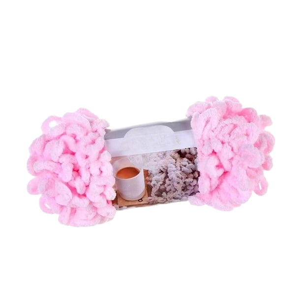 Hilo de lana grueso DIY Decoración del hogar Verano Tejido a mano Hilo de tejer lavable DIY rosa