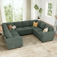 thumbnail image 5 of HONBAY 111” U-Shaped Sectional Pull-Out Sleeper Sofa with Storage for Living Room, Green, 5 of 8