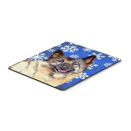 Norwegian Elkhound Winter Snowflakes Mouse Pad, Hot Pad or Trivet LH9308