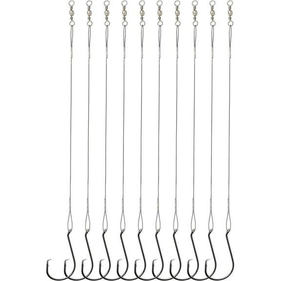 Circle Hooks Rigs Saltwater Steel Leader Wire, 25pcs Heavy Duty Circle Hook with Leader Wire Bass Catfish Fishing Lure Rig